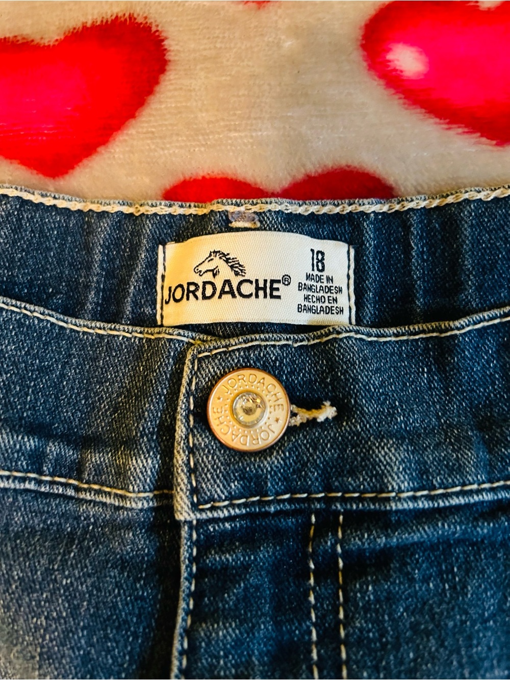 Jordache Dark Blue Denim Frayed Ankle Shorts - Picture 4 of 5